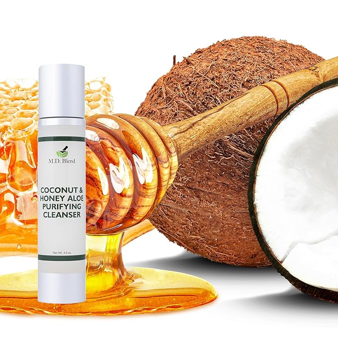 Coconut & Honey Aloe Purifying Cleanser | Organic Face Wash for Women & Men | Gentle Vegan Foaming Facial Cleanser for All Skin Types | Non-Toxic, Clean Ingredients | 120ml Airless Pump