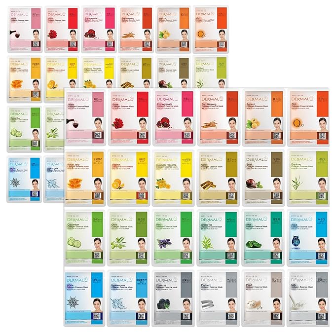 DERMAL 48 Combo Pack Made in Korea Facial Mask – 20+ Years of K-Beauty Experience, Premium Quality Korean Sheet Masks for Daily Skincare Routine