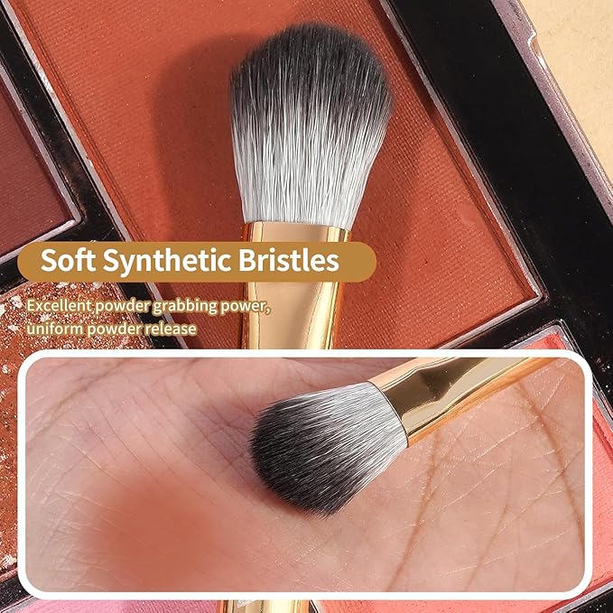 MAANGE 14-Piece Makeup Brush Set with Aluminum Ferrule- Premium Synthetic Makeup Brushes Kit Foundation Powder Brush Eye Shadow for Beginners & Professionals(Gold and Silver)