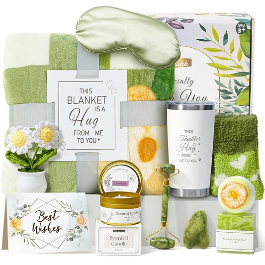 Get Well Soon Gift Basket for Women, Spa Self Care Gift Box with Plush Blanket, Sympathy Care Package for Women After Surgery, Birthday Think of You Gifts for Mom Her Sister Wife Feel Better