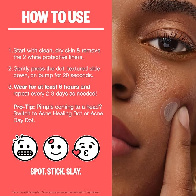 PEACE OUT Early Stage Acne Dots Helps Target Blemishes Below the Surface, Hydrocolloid Pimple Patches Minimize Bumps Before They Appear with Dissolving Microneedles, Salicylic Acid, 8 Count