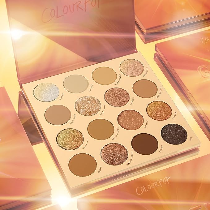 ColourPop Golden Hour Eyeshadow Palette - Sunset Tone Eye Makeup Palette with Duo-Chrome, Metallic, Matte Sparkle & Glitter Finishes - High-Pigment Eye Makeup with a Long-Wearing Formula (0.67 oz)