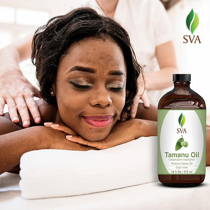 SVA Tamanu Seed Oil - 16 Fl Oz – 100% Natural Cold Pressed Tamanu Oil - for Face, Skin Care, Hair Care, Scalp Massage & Body Massage – Carrier Oil