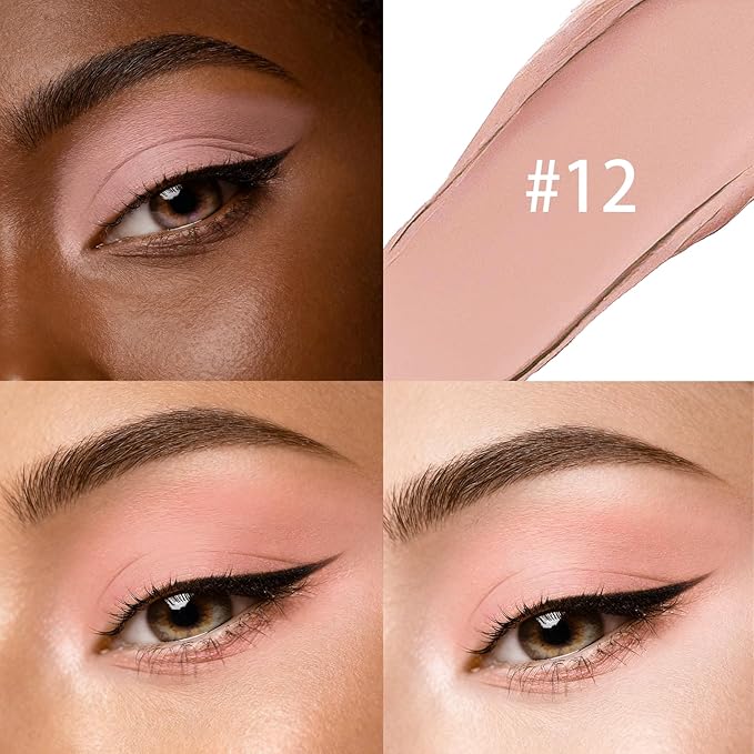 Matte Cream Eyeshadow Stick, Waterproof Eye Shadow Stick, Long-Lasting and Blendable High Pigmented Single Eyeliner Makeup for Women, 12 Warm Brown