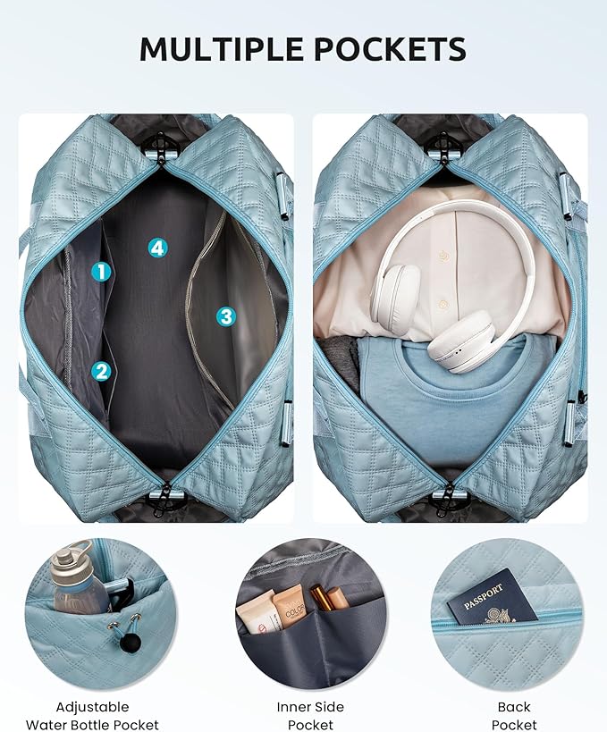 Initial Duffle Bag, Weekender Bags with Shoe Compartment and Shoulder Strap, Monogram Overnight Bag for Women Wet Pocket, Girl Travel Bag with Makeup Bag Gifts for Niece (Letter R)