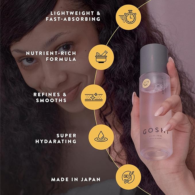 GOSHI Super Vitamin Elixir Toner for All Skin Types 5 fl. oz - Nourishing Face Toner Spray Infused with Vitamin E, Cold-Pressed Sesame Oil, Wild Thyme and More Plant Extracts - Made in Japan