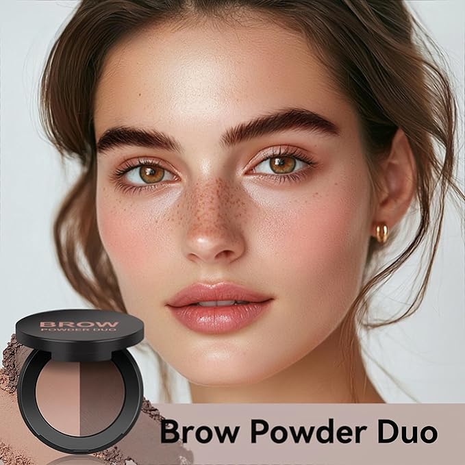 MAEPEOR Brow Powder Duo 6 Colors Natural Smooth Eyebrow Powder Professional Brow Contour Palette for Filler Defined & Sculpt (06 Medium Brown)