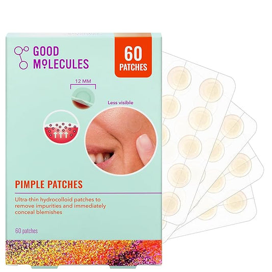 Good Molecules Pimple Patches 60 Pack - Ultra-Thin Hydrocolloid Acne Patches To Conceal Breakouts, Blackheads, and Blemishes - Acne Spot Treatment, Skin Care For Face