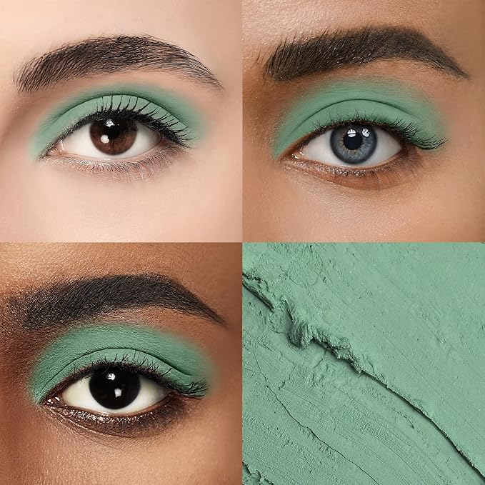 Cream Waterproof Hypoallergenic Eyeshadow Stick, long wear Metallic Glitter Matte Eye Shadow Pencil With Makeup Brush, Eye Brightener, 66 Mint Matte