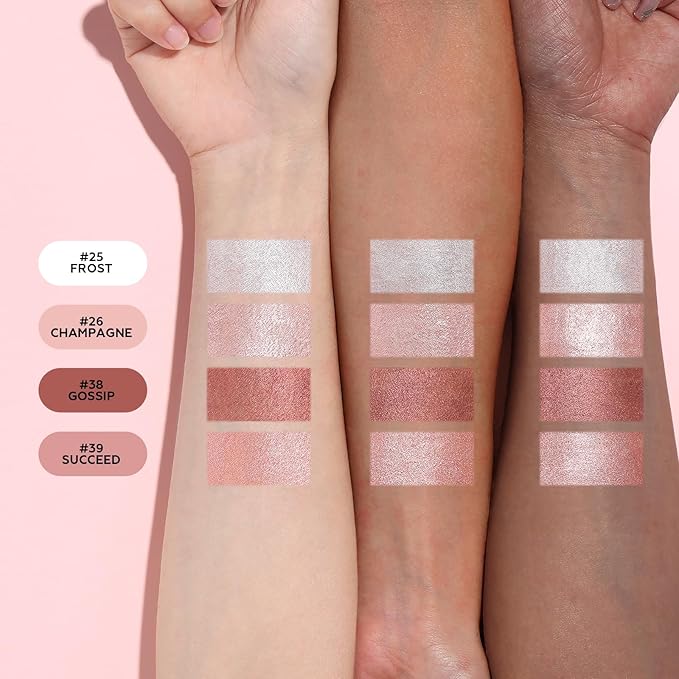 FOCALLURE 4PCS Cream Eyeshadow Stick Sets,Highlighter Eye Shadow Pencil with Crease-proof Formula,Long Lasting Waterproof Eyes Makeup,Pearl Rose