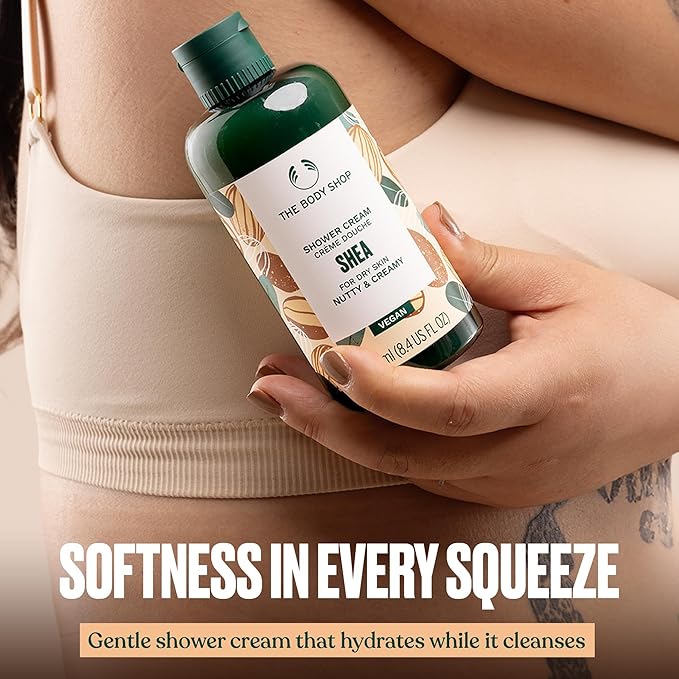 The Body Shop Shea Collection Gift Set - 4 Piece Set, Shower Cream, Body Butter, Lip Butter, Hand Balm, Vegan