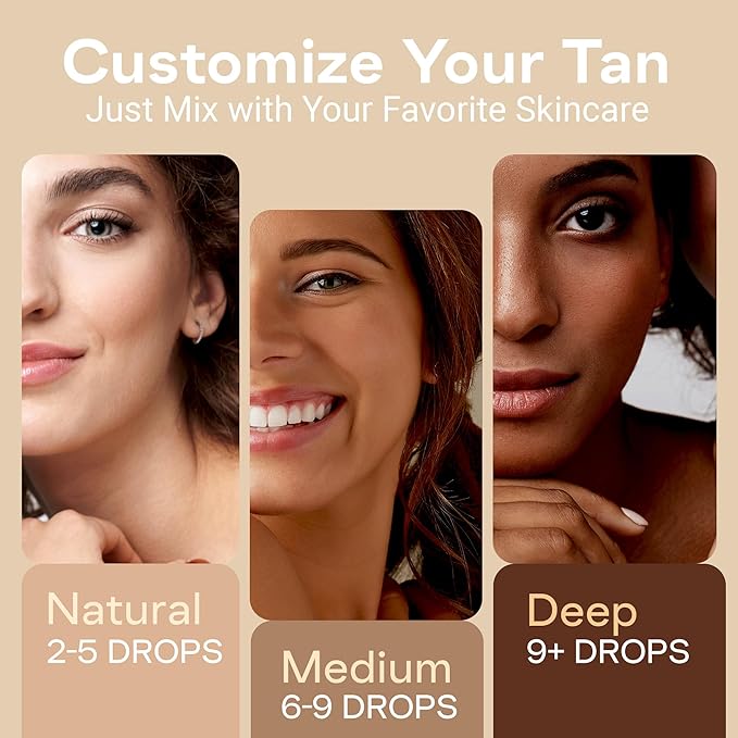 Self Tanning Drops Kit with Mixing Palette – Made in Korea with Natural Ingredients, Aloe Leaf Juice & Hyaluronic Complex Face & Body Non-Toxic, Fragrance-Free, Sunless Bronzing Glow – 1 fl oz