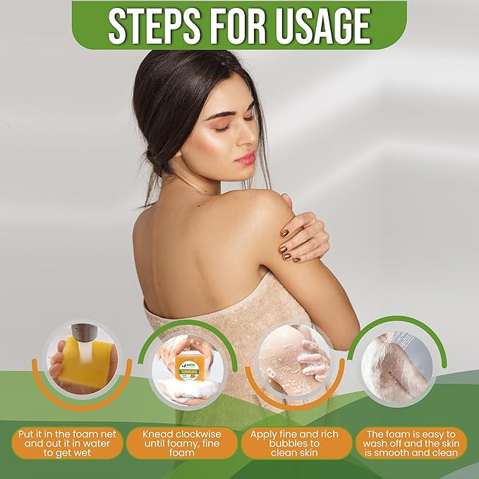 AMVital Turmeric Soap Bar for Face & Body – Handmade Natural Cleanser, Gentle Herbal Skincare for All Skin Types, Face Wash & Body Soap (Pack of 3)