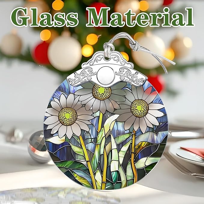 Christmas Ornaments: Stained Glass-Style April Birth Flower Ornament – Christmas Tree Decorations, Holiday Party Gifts, Mother's Day & Birthday Gifts for Women, Mom & Grandma | Birth Flower Gift