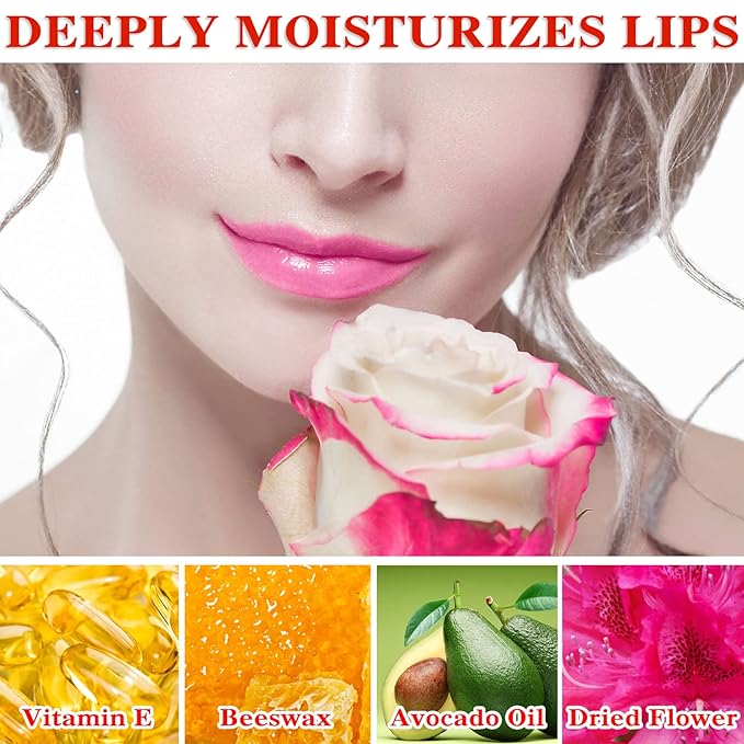 2 Pack Crystal Jelly Flower Lipstick,Magic Temperature Color Change Lip Gloss Lip Stick PH Clear Magic Lipstick Long Lasting Nutritious Moisturizing Lip Balm（Set A）