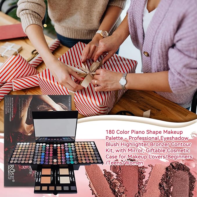 Pure Vie All-in-One Holiday Gift Makeup Set Essential Starter Bundle Include Eyeshadow Palette Lipgloss Concealer Blush Eyebrow Foundation Face Powder Eyeliner Pencil - Make up Kit for Women Full Kit