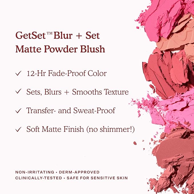 GetSet™ Matte Powder Blush - Feliz Fresca, Setting + Blurring Hot Pink Blush