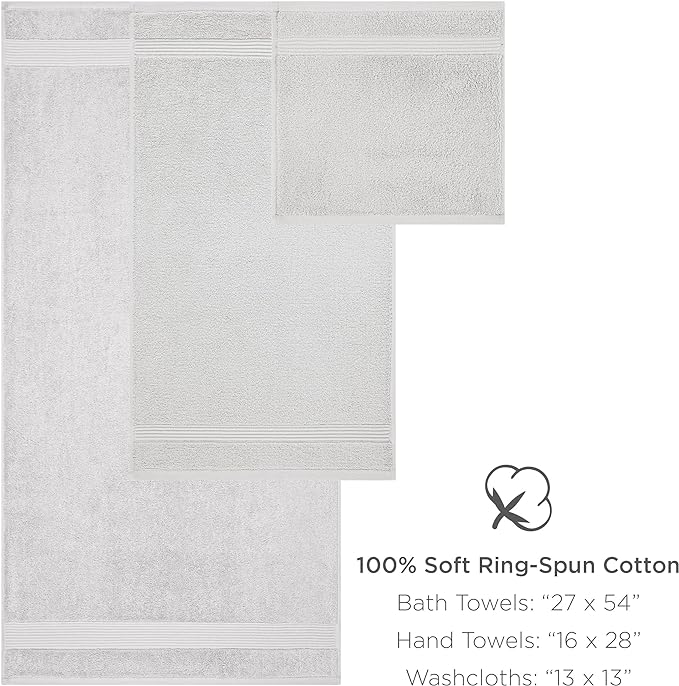 Arkwright Bath Washcloths 12 Pack - Super Soft 100% Cotton, 600 GSM Quick Dry & Absorbent, Luxury Face & Body Wash Cloth Towels for Hotels, Spa, and Vacation Rentals, Pewter Grey