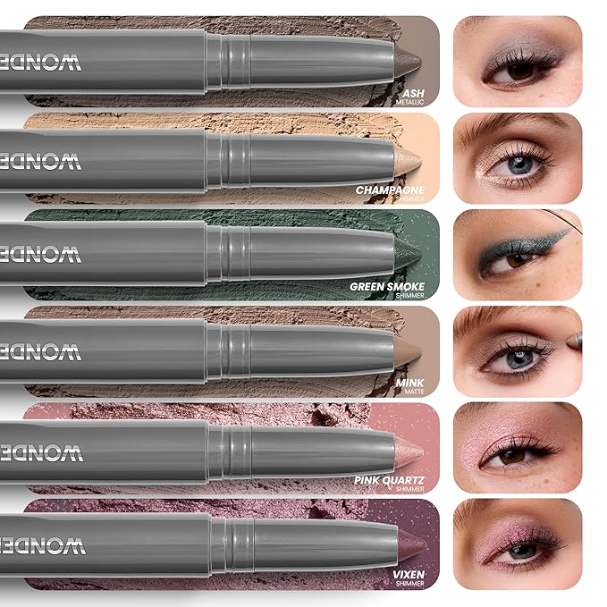 Wonderskin IYKYK Eyeshadow Stick - Longwear Eye Shadow Sticks, Budge-Proof and Waterproof Shimmer Eyeshadow Stick with Built-in Sharpener (Ash)