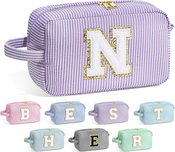 YOOLIFE Gifts for Grandma - Personalized Birthday Gifts for Grandma, Monogram Initial Makeup Bag Make Up Bag for Women N