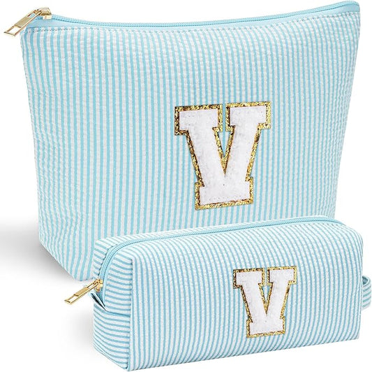 YOOLIFE Gifts for Women Her, Makeup Bag Make Up Bag Pouch Cosmetics Organizer Bag Cute Makeup Bag Skincare Bag Personalized Best Friend Wife Birthday Gift Graduate Gifts for Her V