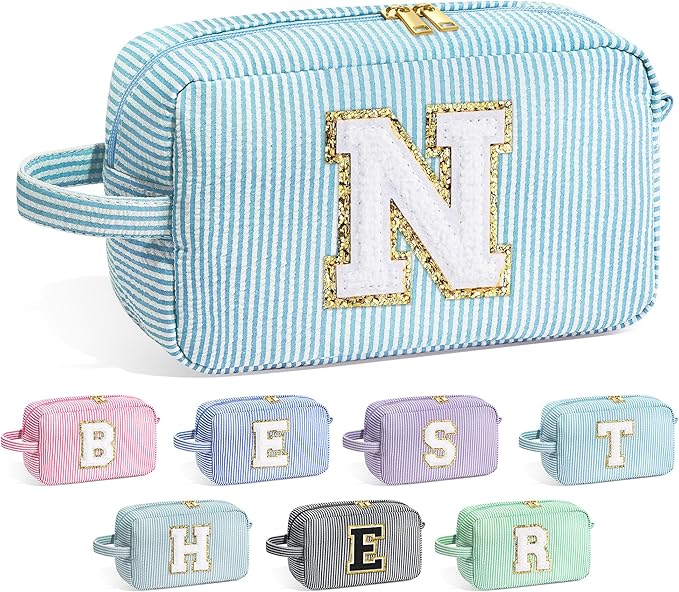 YOOLIFE Gifts for Grandma - Personalized Birthday Gifts for Grandma, Monogram Initial Makeup Bag, Make Up Bag for Women N