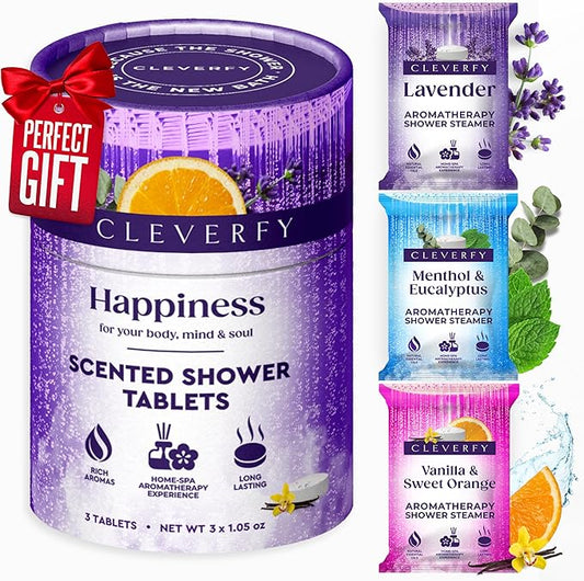 Cleverfy Shower Steamers Aromatherapy – Stocking Stuffers for Women, Teens and Wife – Christmas Gifts for Women and Teen Girls – White Elephant Gifts for Adults – 3 Tablets