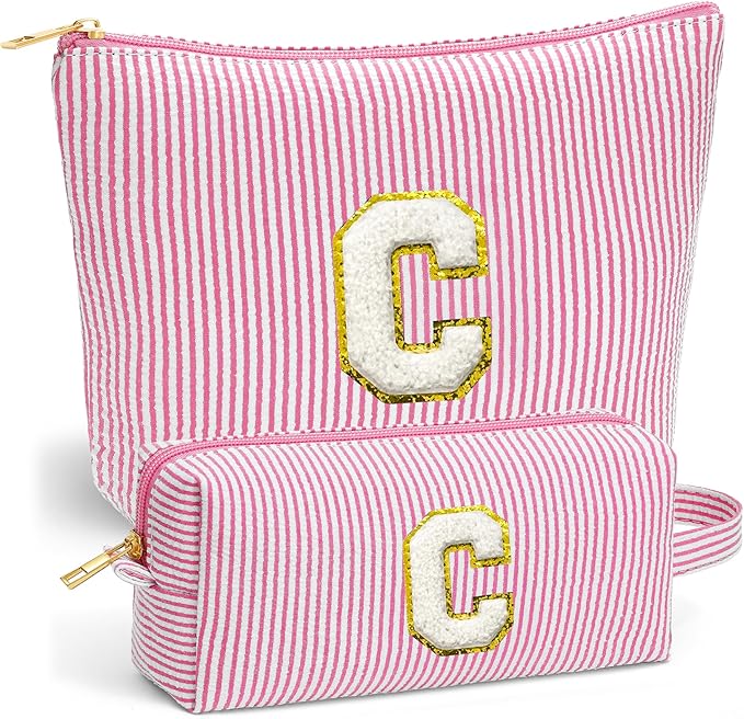 Cute Stuff for Teen Girls Gifts - 2 Piece Set Makeup Bags, Makeup Organizer Pouch for Travel, 6-12 Year Old Girl Birthday Gifts, Travel Essentials for Women, Personalized Birthday Gifts- C