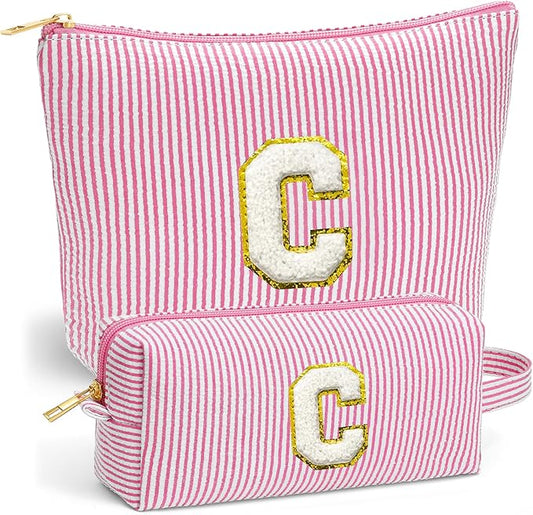 Cute Stuff for Teen Girls Gifts - 2 Piece Set Makeup Bags, Makeup Organizer Pouch for Travel, 6-12 Year Old Girl Birthday Gifts, Travel Essentials for Women, Personalized Birthday Gifts- C