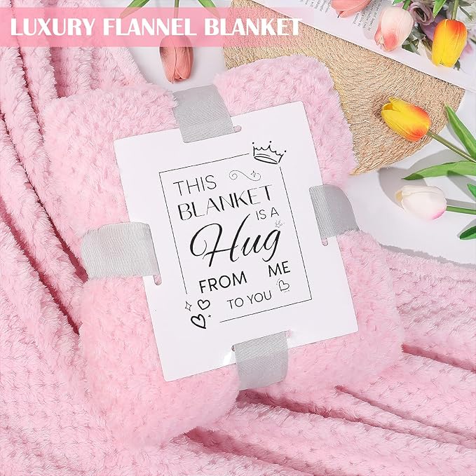 Birthday Gifts for Women Self Care Gifts Get Well Soon Gifts, Rose Relaxing Spa Gifts Basket Care Package, Luxury Flannel Blanket, Unique Mothers Day Idea Gifts for Mom Her Grandma Friend Sister Wife