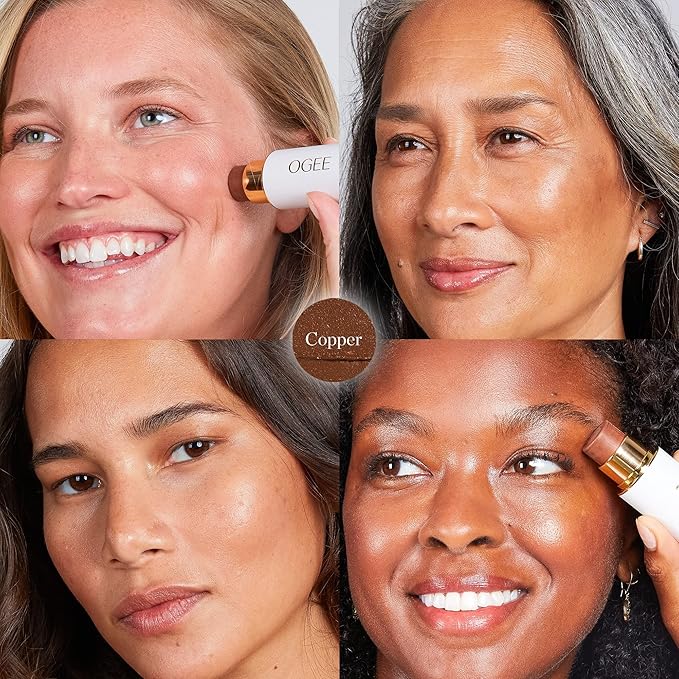 Ogee Face Stick Crystal Collection Trio - Contour Stick Makeup Collection - Certified Organic Contour Palette - Includes Bronzer Stick, Blush Stick & Highlighter Stick