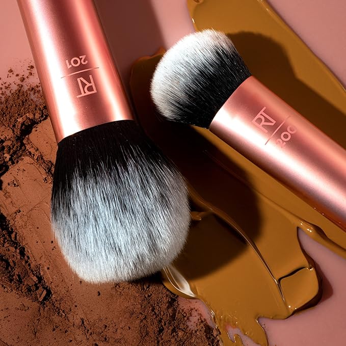 Real Techniques Expert Face Professional Foundation Makeup Brush for Even Streak Free Application, Dense Bristles For Buffing, Orange, 1 Count