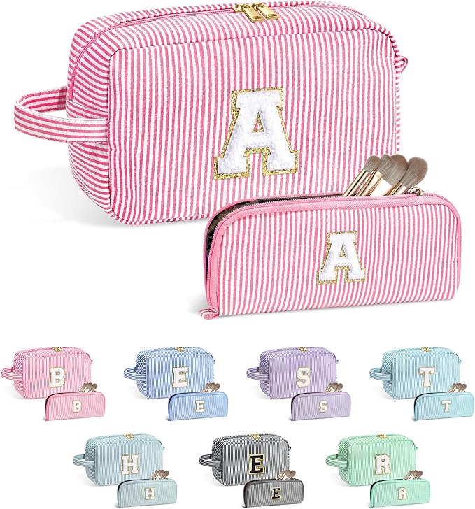YOOLIFE Gifts for Teen Girls - Personalized Initial Makeup Bag, Birthday Gifts for Women Sister Friend Daughter Girls Kids