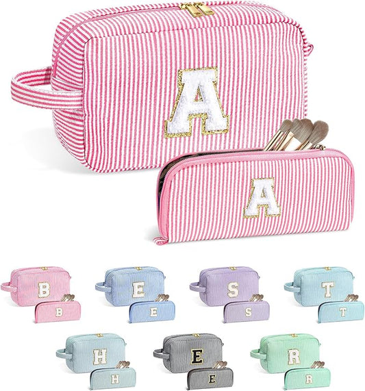 YOOLIFE Gifts for Teen Girls - Personalized Initial Makeup Bag, Birthday Gifts for Women Sister Friend Daughter Girls Kids