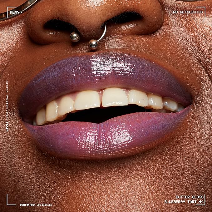 NYX PROFESSIONAL MAKEUP Butter Gloss, Non-Sticky Lip Gloss - Blueberry Tart (Periwinkle Blue) (Pack of 2)