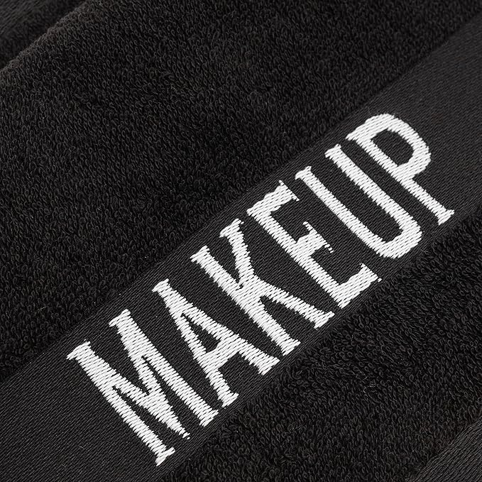 American Soft Linen, Makeup Remover Face Cloth, 100% Cotton Makeup Towels, 4 Packed Face Towels, 12x12 inches, Black