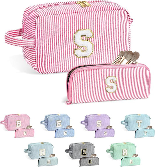 YOOLIFE Gifts for Teen Girls - Personalized Initial Makeup Bag, Birthday Gifts for Women Sister Friend Daughter Girls Kids
