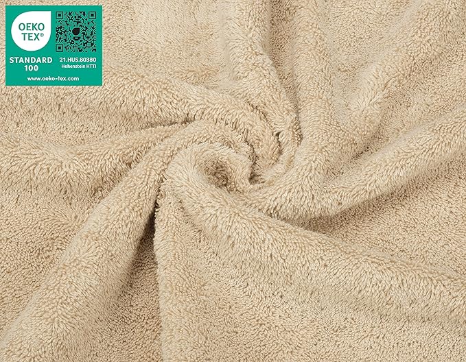 American Soft Linen Luxury Washcloths for Bathroom, 600 GSM 100% Cotton 4 Piece Turkish Wash Cloth Set, 13x13 in Soft Rags for Body and Face, Beige Washcloths