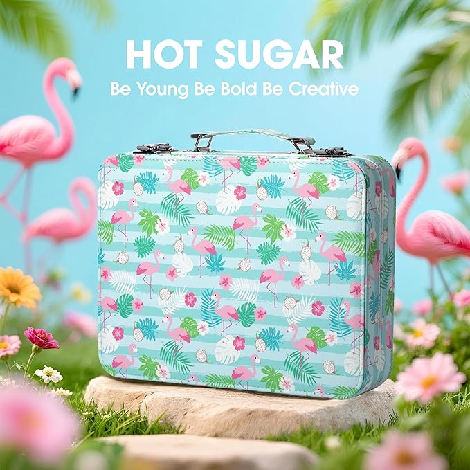 Hot Sugar Makeup Kit for Teenager Girls 10-12, All in One Beginner Makeup Kit for Women Full Kit, Teen makeup kit Cosmetic Gift Set on Birthday Christmas (Green Flamingo)