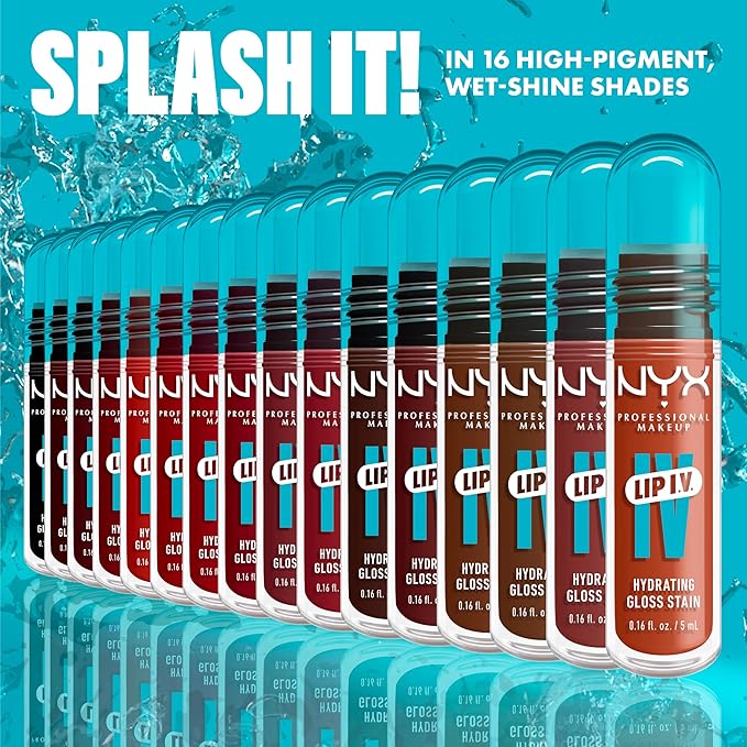 NYX PROFESSIONAL MAKEUP Lip IV Hydrating Glossy Lip Stain with 12HR Hydration - Espresso Soak (Brown)