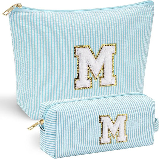 YOOLIFE Initial Makeup Bag for Girls Women - Skin Care for Teens 10-12 | Make Up Bag | Trendy Stuff for Tween Girls & Women | Graduation & Mothers Day Gifts