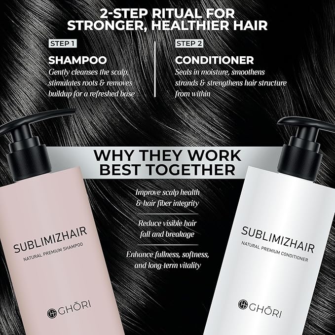Sublimizhair Herbal Premium Shampoo & Conditioner for Silky Smooth Hair | Detangles, Strengthens Damaged Strands | Deep Hydration & Frizz Control, Nourishing | Sulphate-Free, 500ml/16.9 fl oz