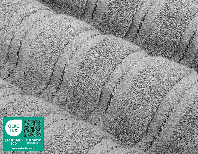 American Soft Linen Luxury Hand Towels for Bathroom, 600 GSM 100% Cotton Turkish 4 Piece Hand Towel Set, 600 GSM Hand Face Towels for Kitchen, Light Grey Hand Towels