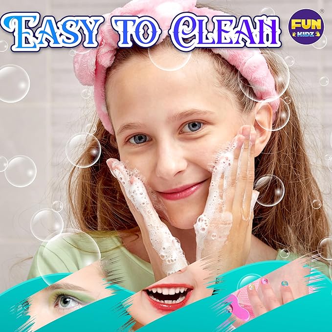 60Pcs Kid Makeup Kit for Girls 6-12, FunKidz Three Layers Folding Make Up Box Toy Set Child Beauty Cosmetic Kits for Little Girls Party Gifts