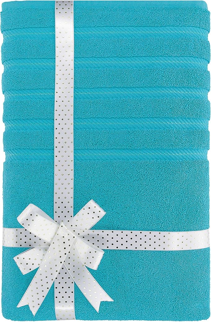 American Soft Linen 35x70 Jumbo Large Bath Towels, 600 GSM 100% Cotton Turkish Bath Sheet, Oversized Luxury Bath Towels for Bathroom Beach and Pool, Aqua Blue