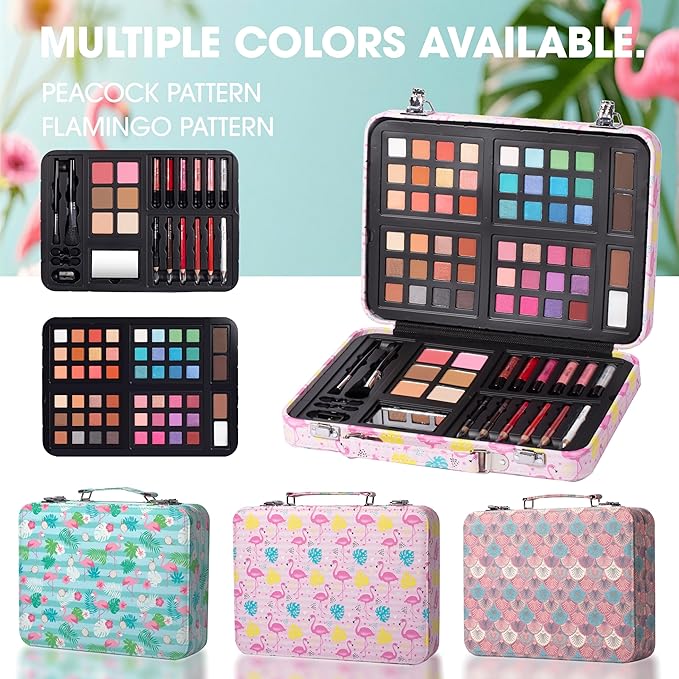 Hot Sugar Makeup Kit for Teenager Girls 10-12, All in One Beginner Makeup Kit for Women Full Kit, Teen makeup kit Cosmetic Gift Set on Birthday Christmas (Peacock)