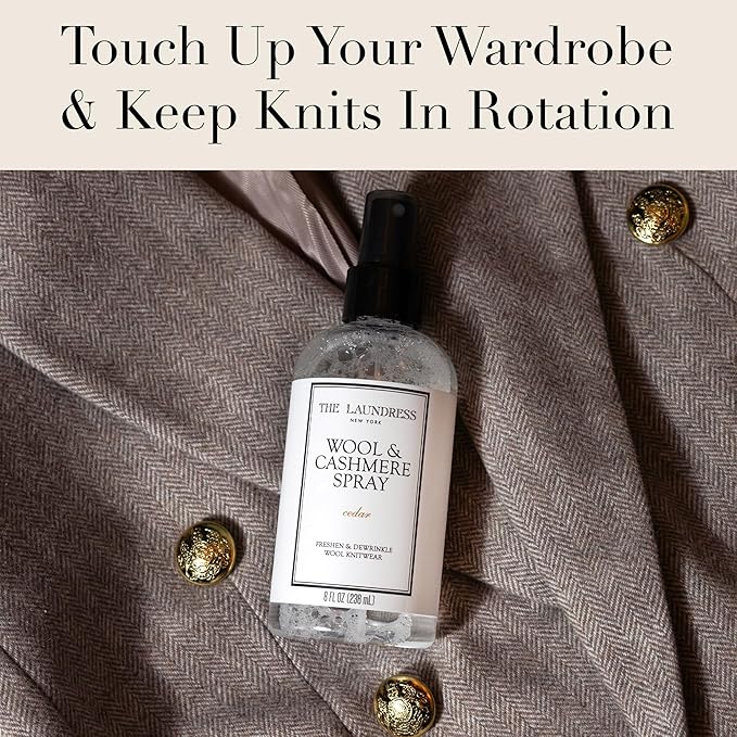 The Laundress Wool and Cashmere Fabric Spray, Wool Dewrinkle Spray, Upholstery and Linen Spray, Fabric Refresher, Cedar Scent, 8 Fl Oz