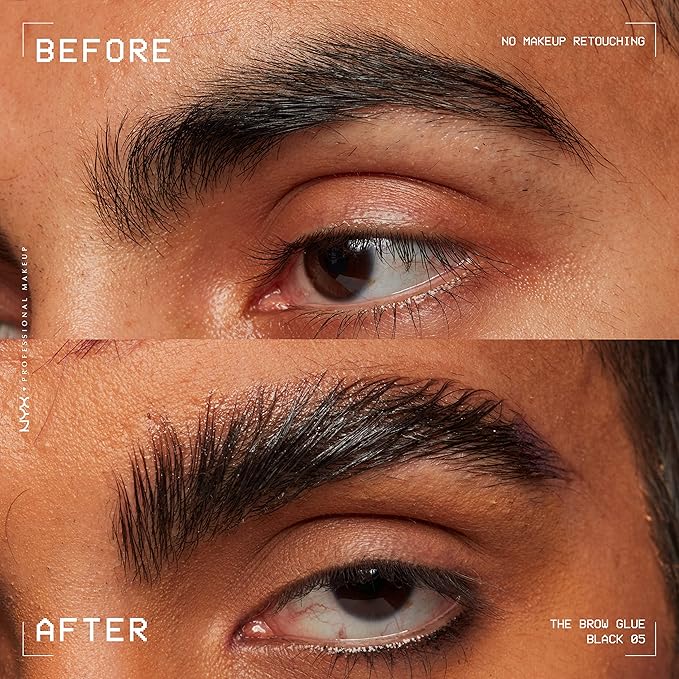 NYX PROFESSIONAL MAKEUP The Brow Glue, Extreme Hold Tinted Eyebrow Gel - Black