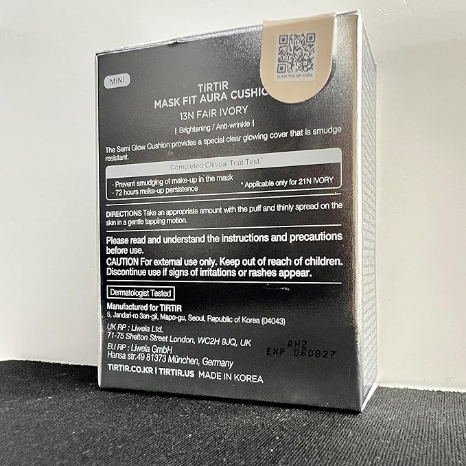 [*Mini Size*] TIRTIR Aura Glow Silver Cushion | Korean Cushion Foundation, (#13N Fair Ivory, 0.15 Fl Oz)