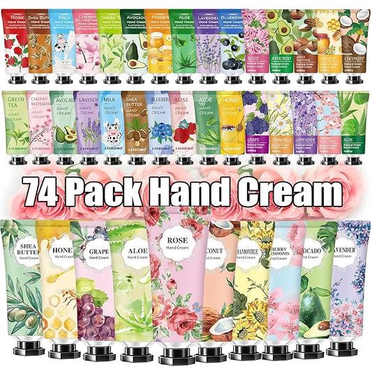 74 Pack Hand Cream Gift Set For Women and Girls,Mothers Day Gifts Bulk,Teacher Appreciation Gifts,Nurses Gifts,Natural Plant Hand Lotion For Dry Cracked Hands,Scented Mini Hand Lotion Travel Size